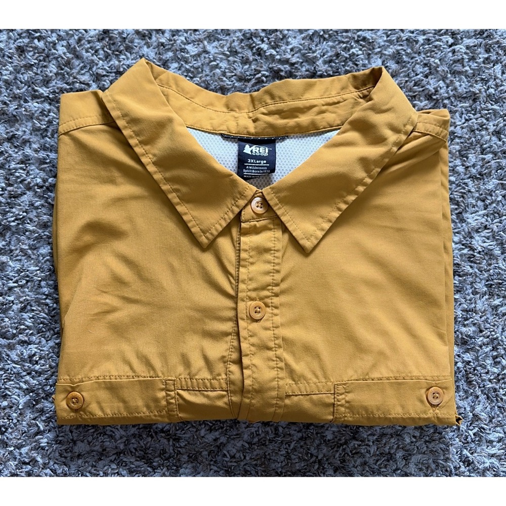REI Co-op Sahara Shirt 3XL Down Vented Hiking Shirt Long Sleeve Pollen Yellow